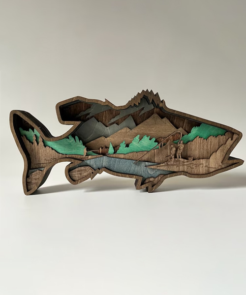 Fisch Layered 3D Kunst Dekor  Fisch Layered 3D Kunst Dekor